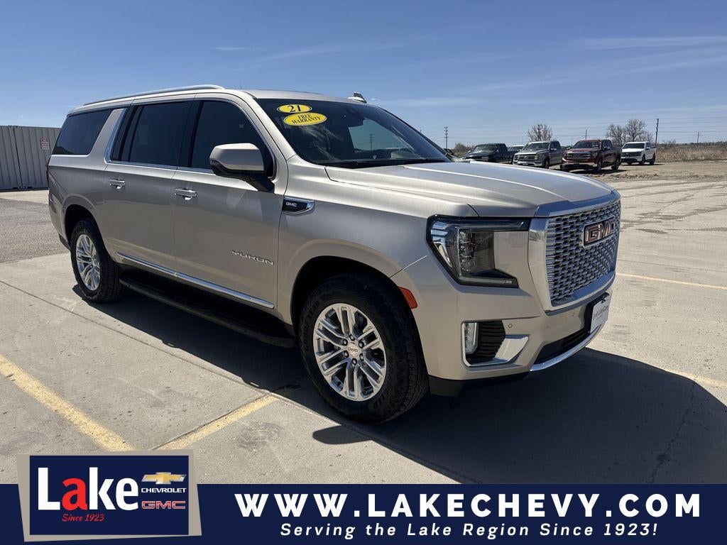 2021 GMC Yukon XL SLT in Pearl Beige Metallic — front three-quarter view