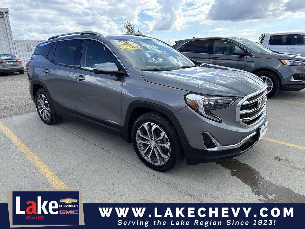2020 GMC Terrain SLT in Satin Steel Gray Metallic — front three-quarter view